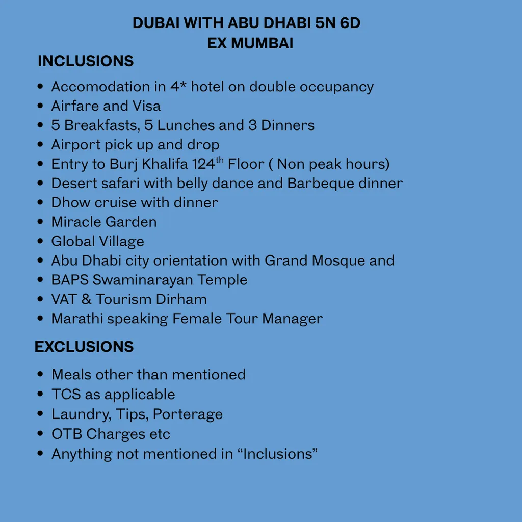 Dubai Group Tour Jan 2026